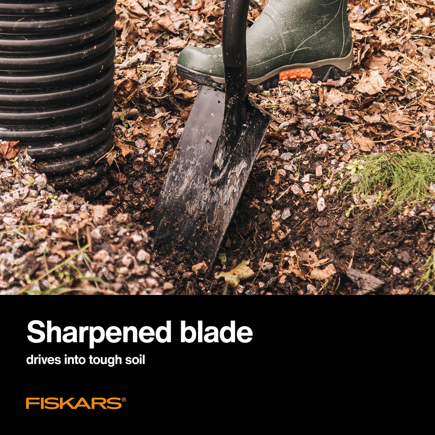 Fiskars 57" Steel Digging Shovel Steel Handle