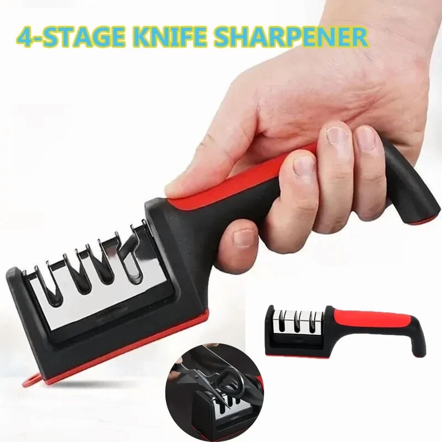 4 In1 Knife Sharpener 4-Stage Knife Sharpener For Ceramic &Steel Knives Scissors