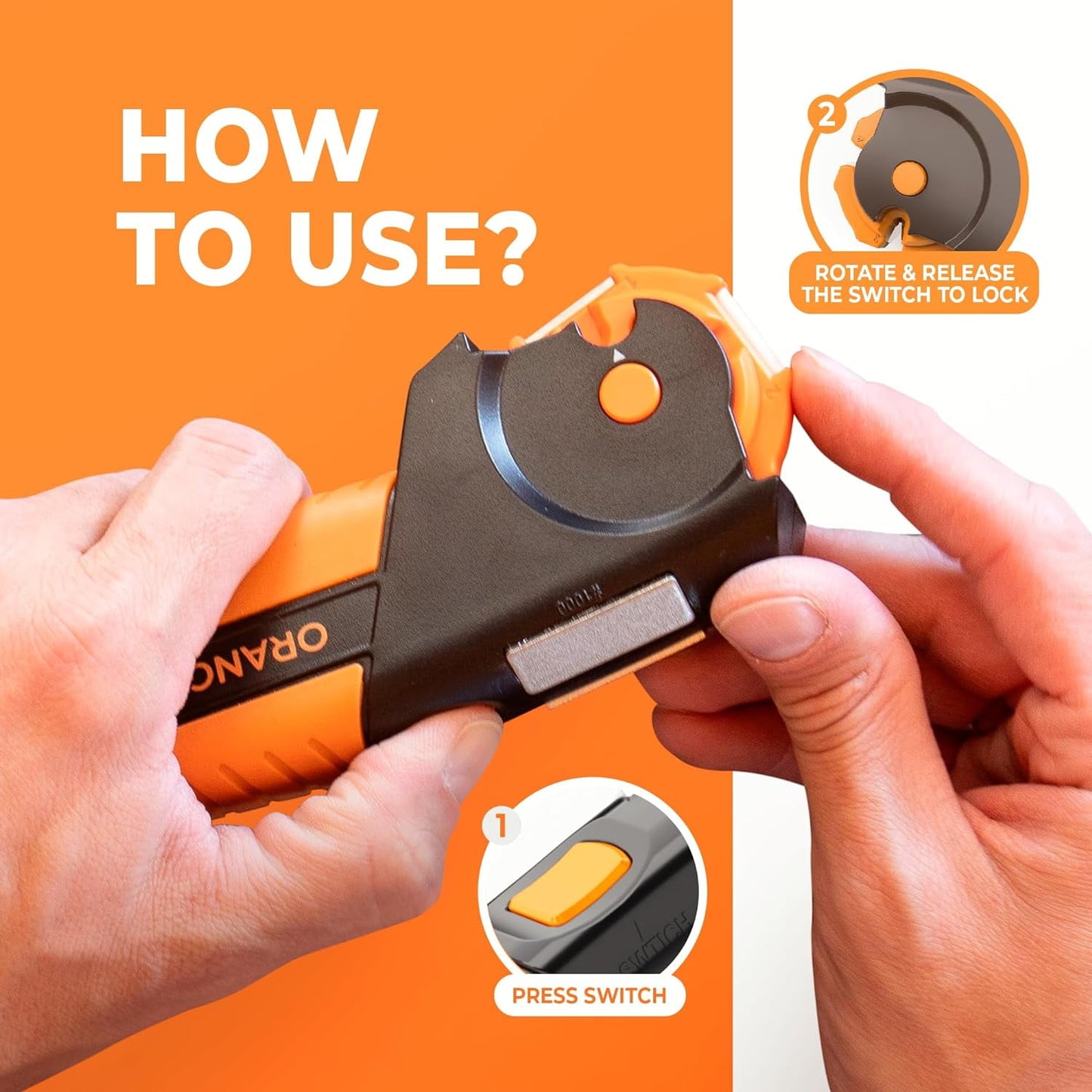 Orange Ninja Garden Tool & Knife Sharpener for Lawn Mower Blade, Scissors, Axe, Hatchet by Sharp Pebble