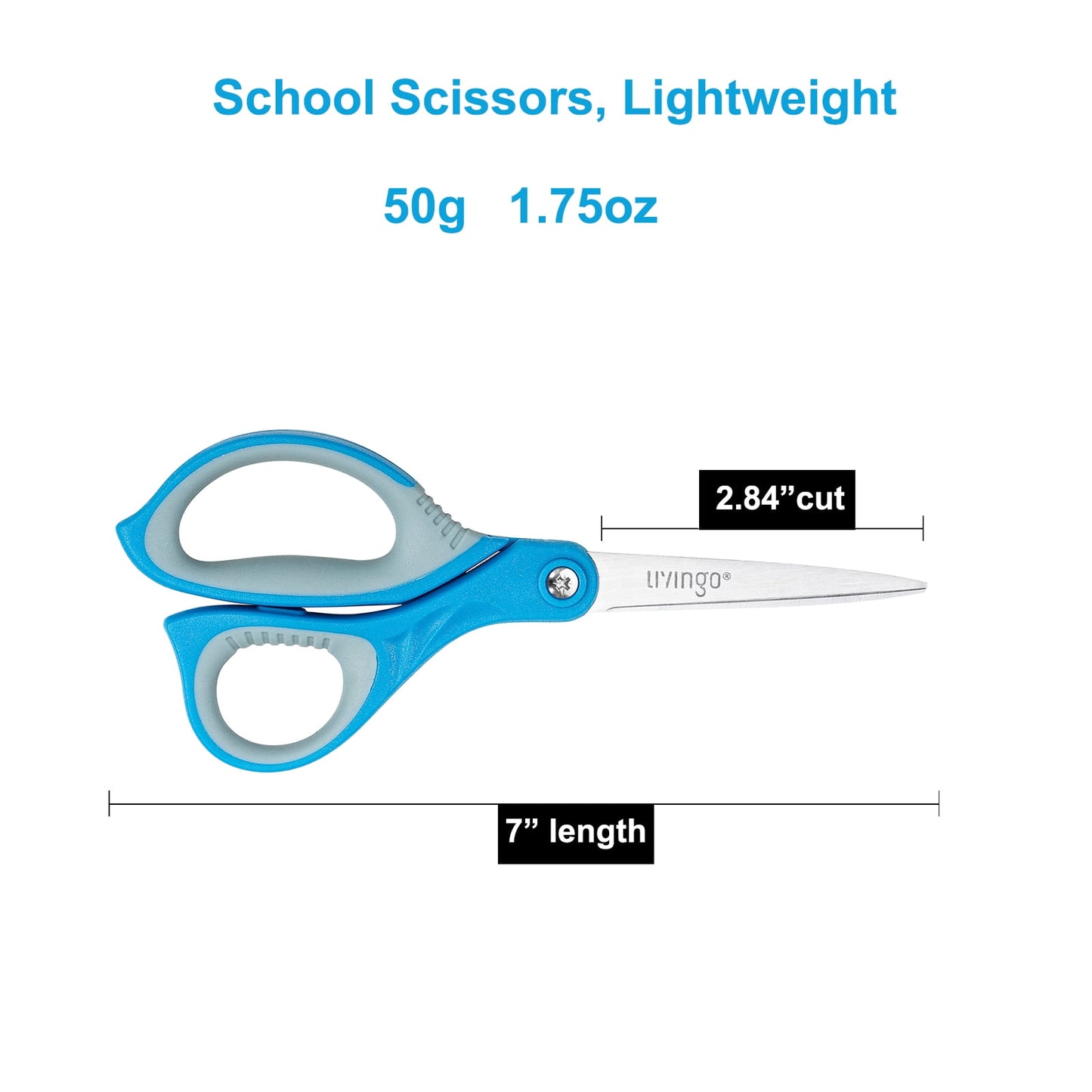 LIVINGO 7 in Scissors, Stainless Steel, Pointed Tip, Multicolor, 3 Count, 1 Pack