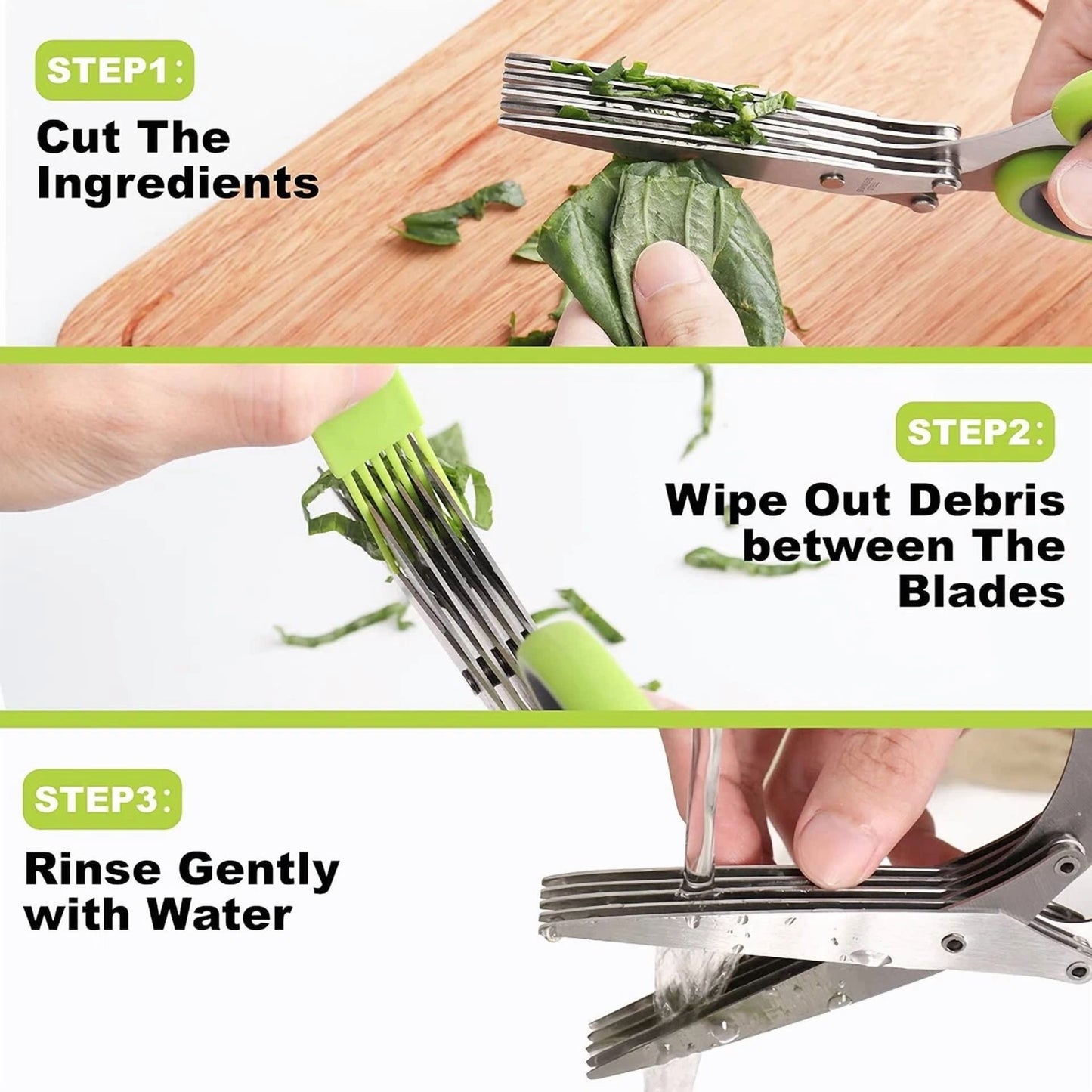 Herb Scissors Stainless Steel 5 Blade Kitchen Scissors, Dishwasher Safe, Tool