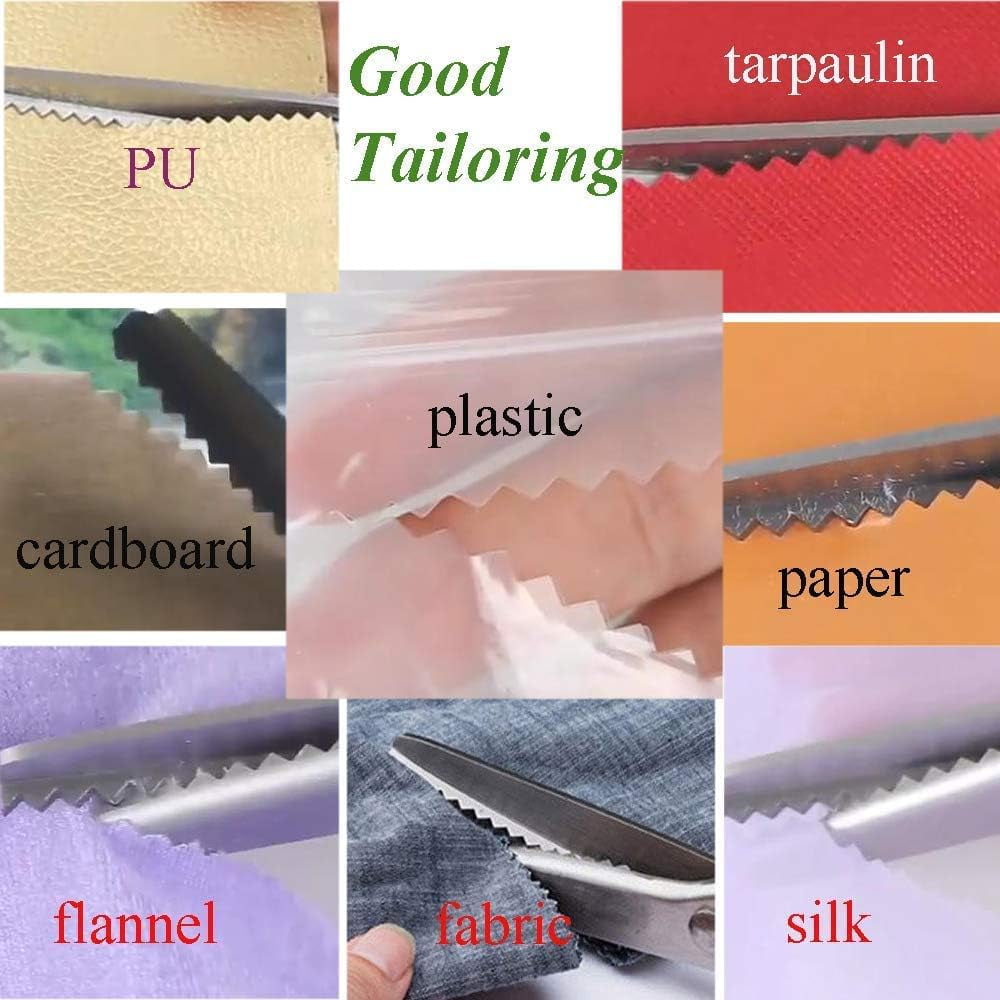 ZHUYING 2 pack Green Pinking Shears Comfort Grips Crafts Zig Zag Cut Sewing Scissors,Professional Handheld Dressmaking