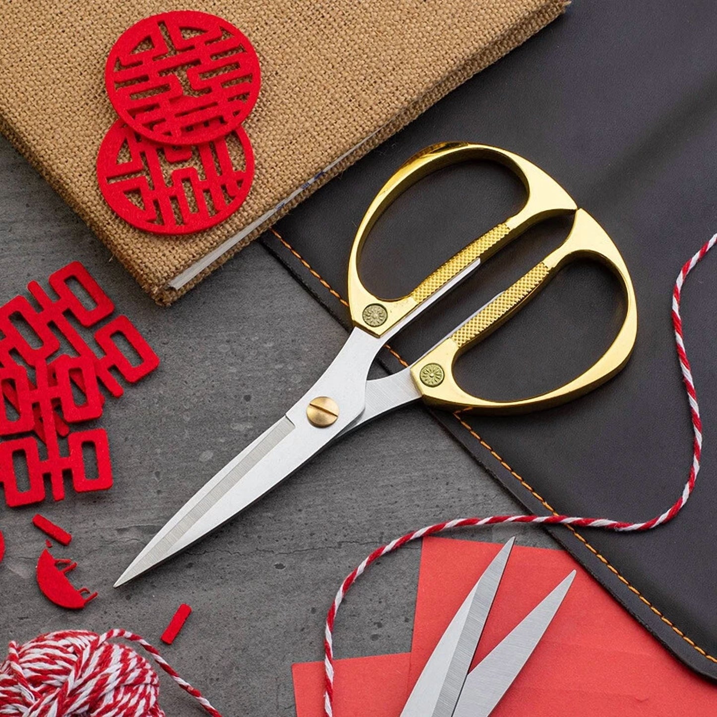 7.5" Home Kitchen Scissors Sharp Stainless Steel Gold Cutting Sewing Shear Us