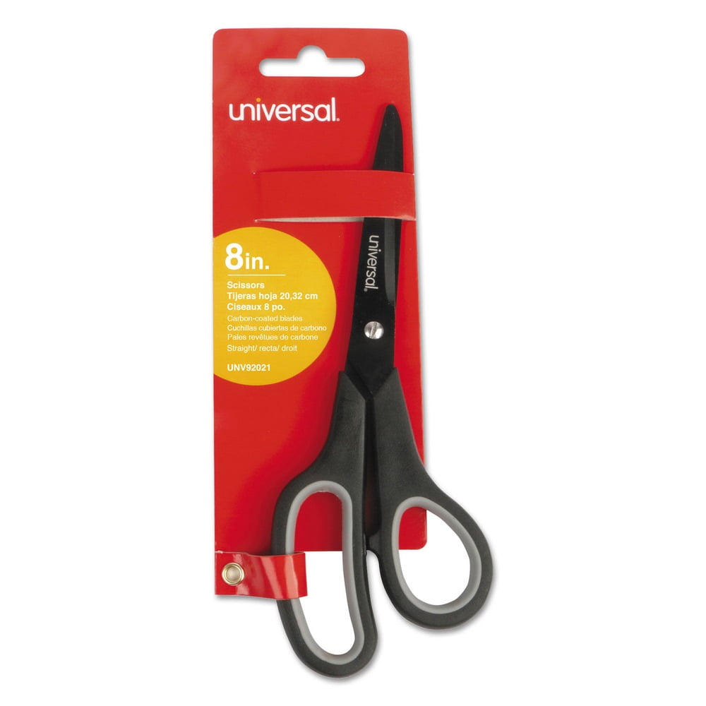 Universal Industrial Carbon Blade Scissors, 8" Long, 3.5" Cut Length, Black/gray Straight Handle