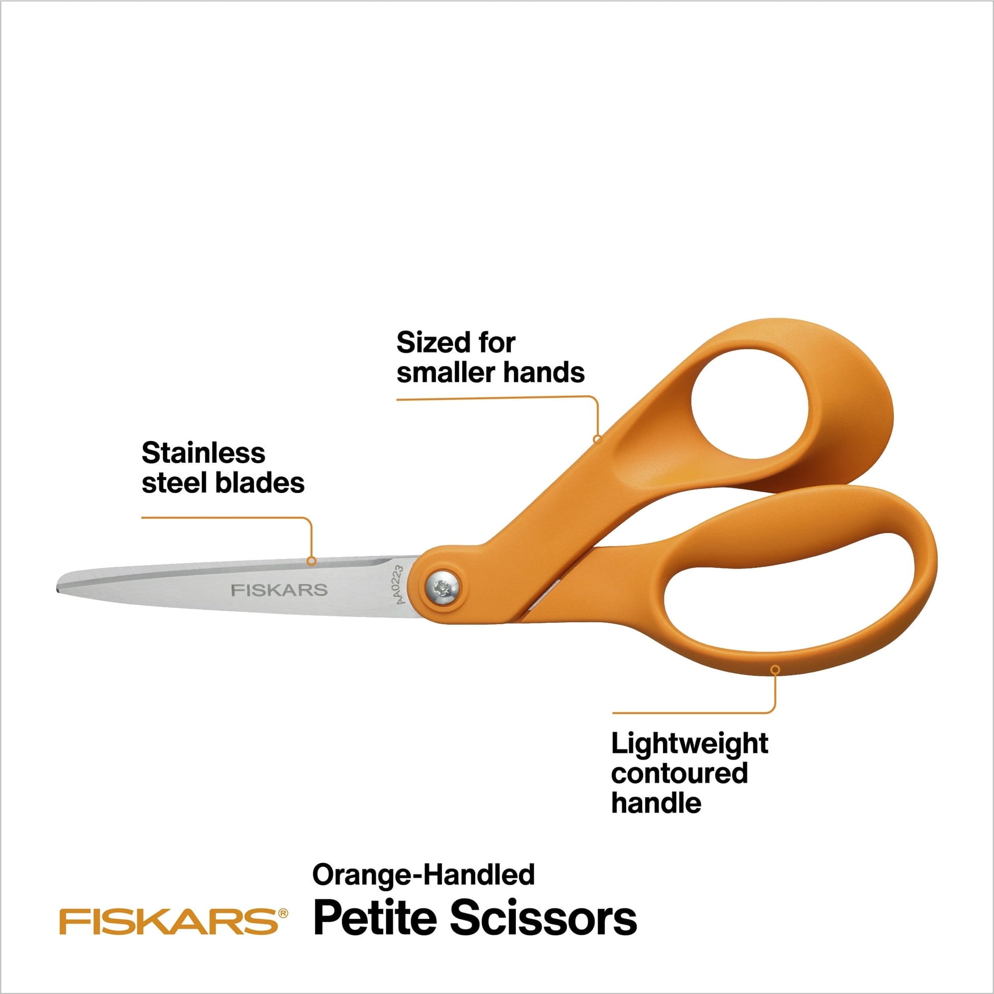 Fiskars 7" Petite Original, Orange-Handled Scissors - pack of 4