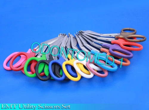 3 Pcs ( Red & Neon Pink & Blue) Utility Bandage Trauma Emt Shears Scissors 7.25"