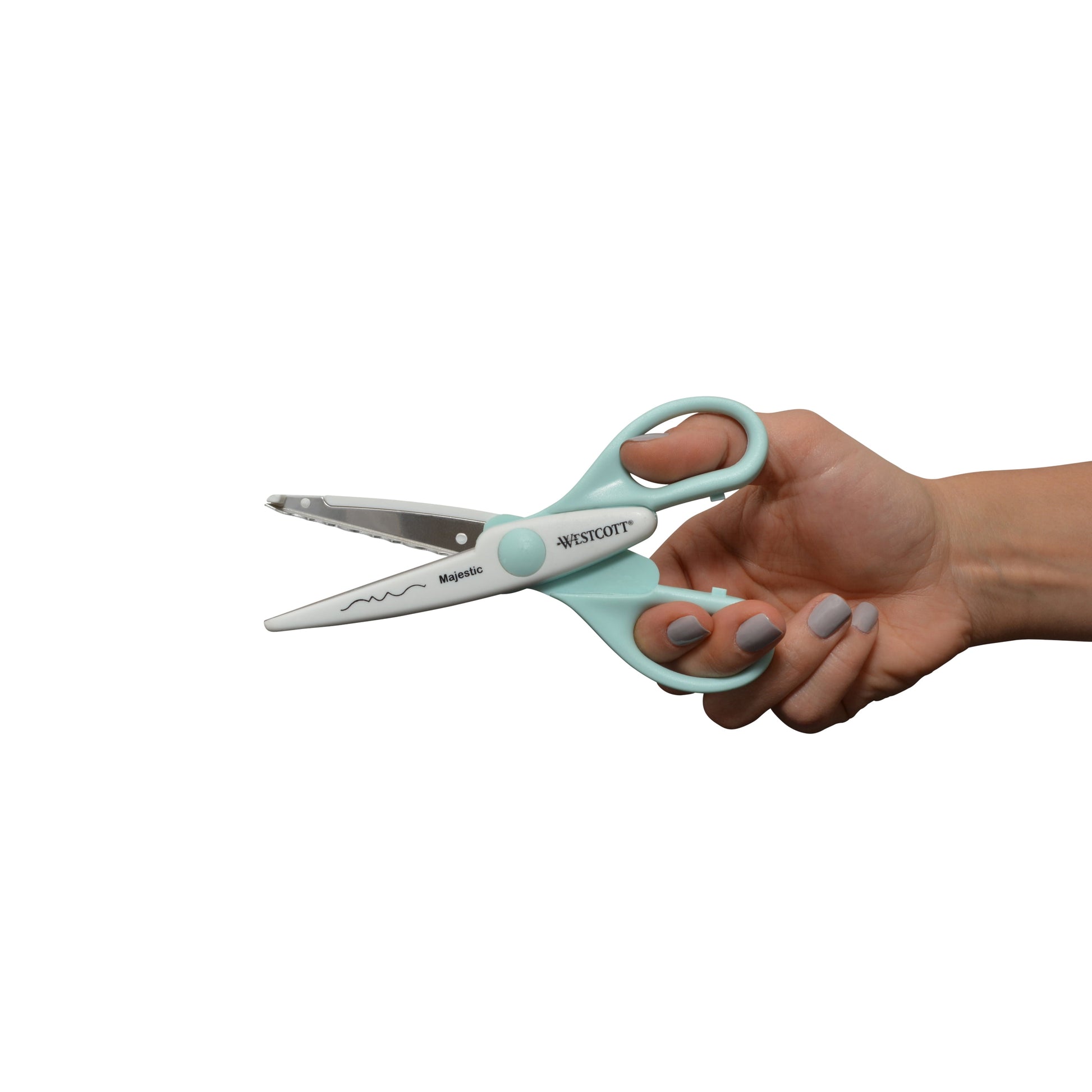 Westcott Crafting Scissors, Paper Edging, 6", Majestic/Pinking Patterns, for Craft, Blue/White, 2-Pack