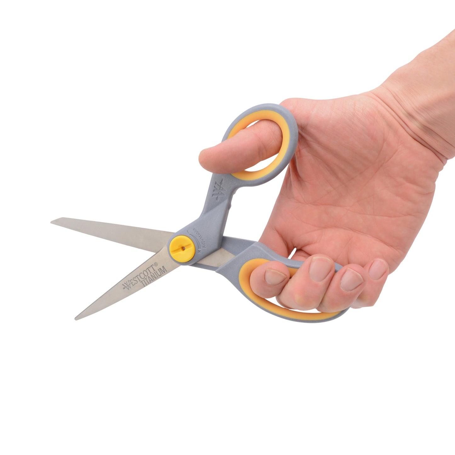 (2 pack) Westcott Titanium Bonded Adjustable Glide Scissors, 8", Grey & Yellow, for Office, 1-Count
