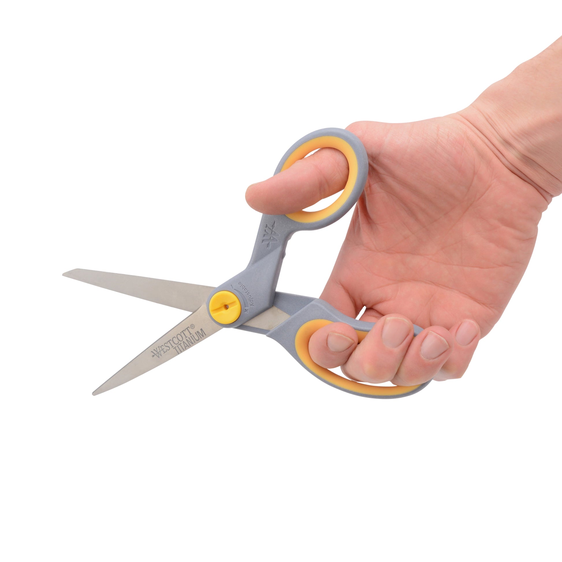 (2 pack) Westcott Titanium Bonded Adjustable Glide Scissors, 8", Grey & Yellow, for Office, 1-Count