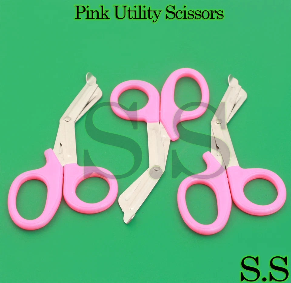 10 Pcs Pink Utility Scissors 7.25" Multi-Purpose Diy Ems Emt Universal Shears