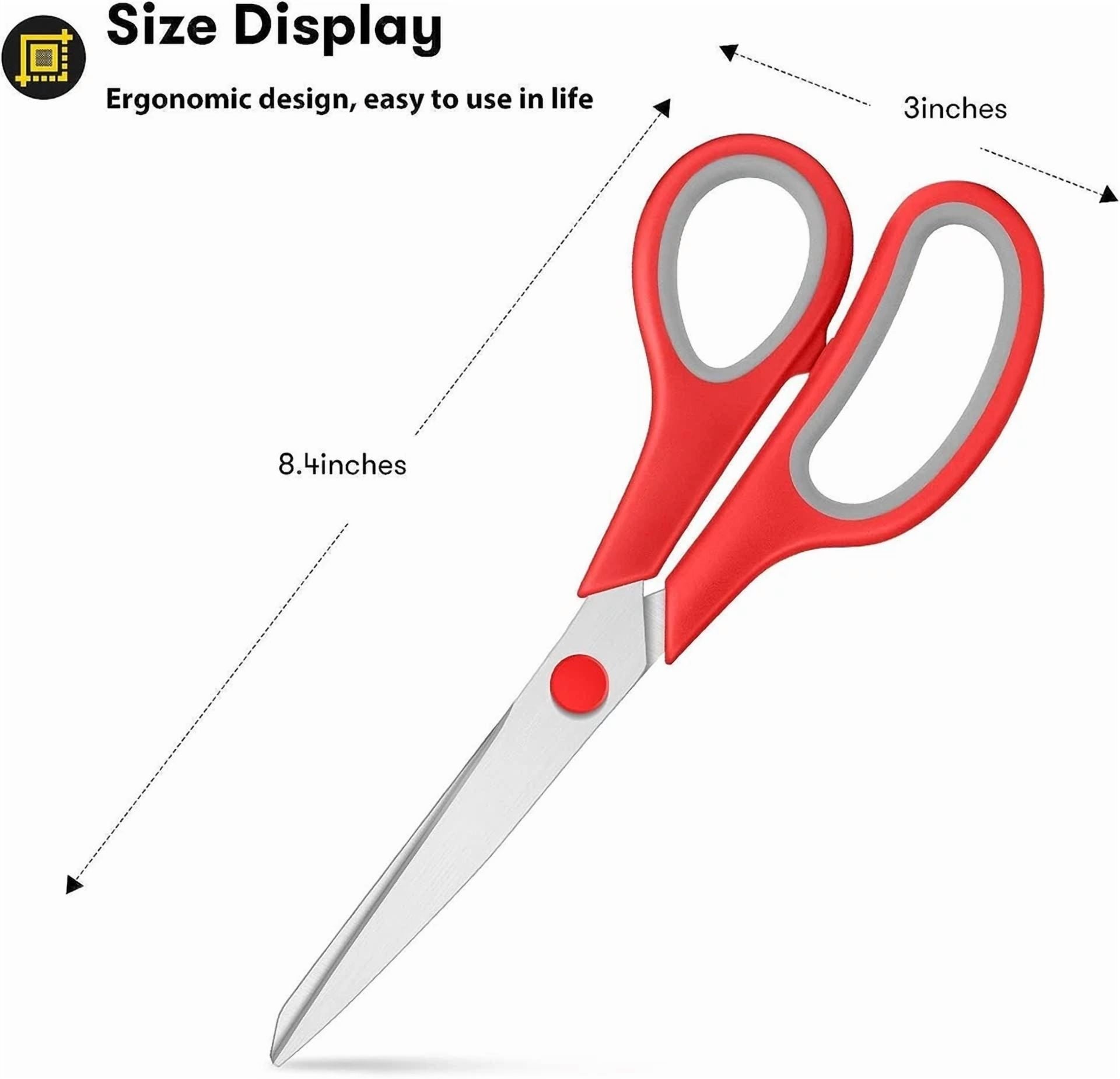 3Pcs 8-Inch Multipurpose Scissors Comfortable Grip - Ultra Sharp Blades