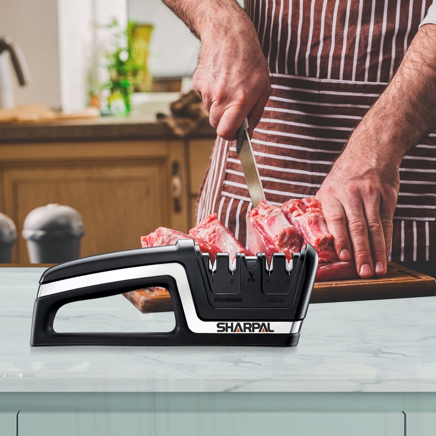 Sharpal 104N 5-in-1 Kitchen Knife and Scissors Sharpener, Tungsten Carbide