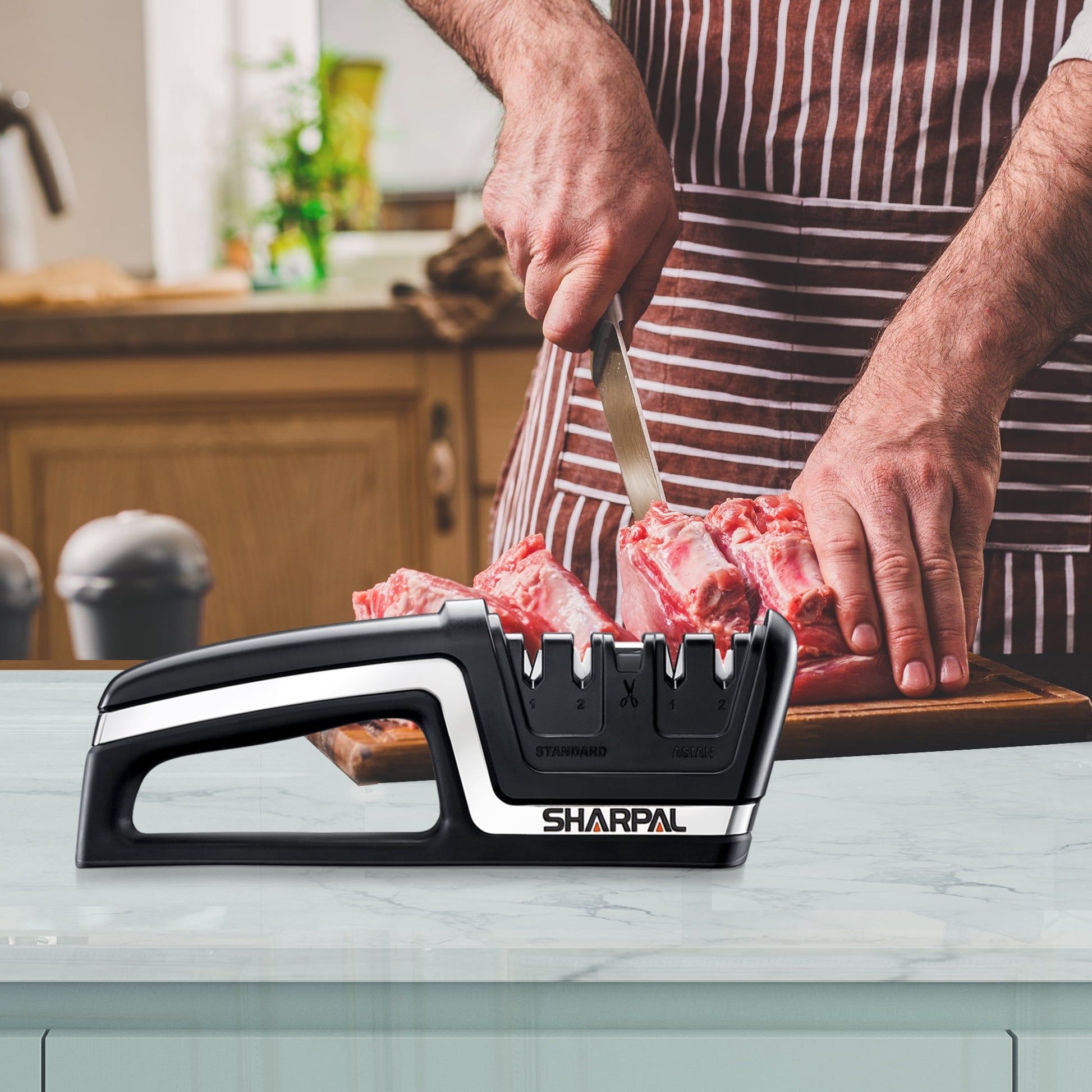 Sharpal 104N 5-in-1 Kitchen Knife and Scissors Sharpener, Tungsten Carbide