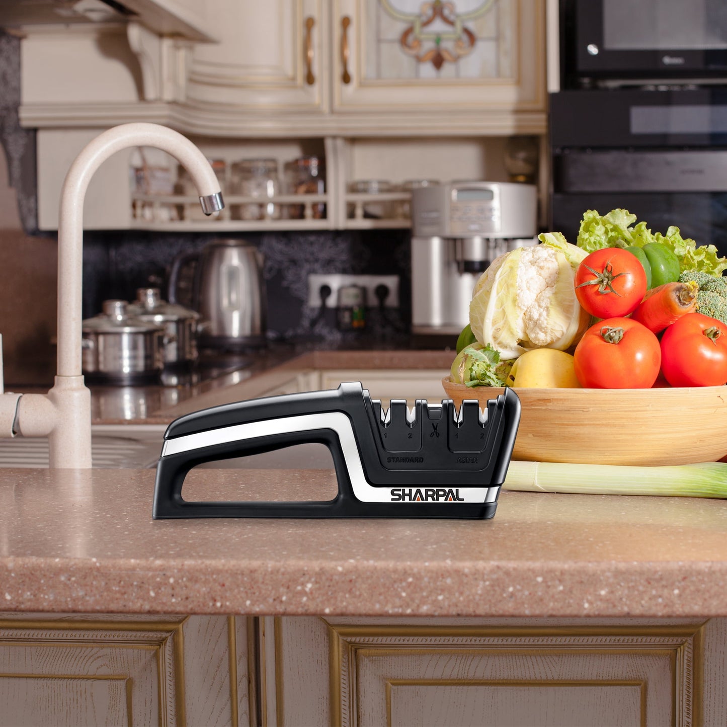 Sharpal 104N 5-in-1 Kitchen Knife and Scissors Sharpener, Tungsten Carbide