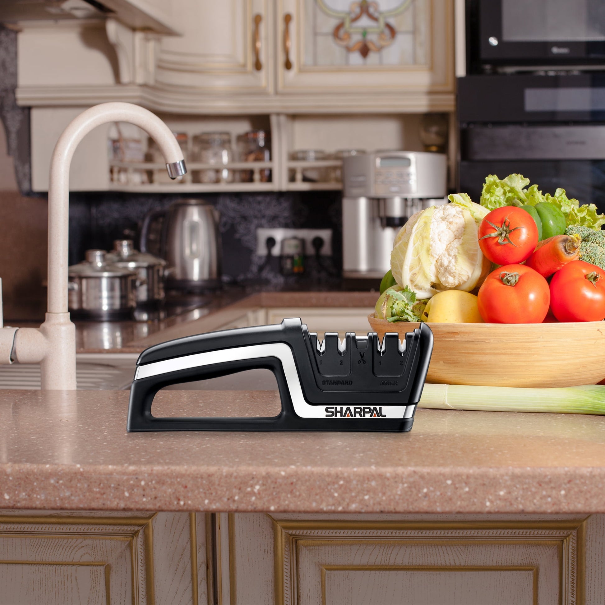 Sharpal 104N 5-in-1 Kitchen Knife and Scissors Sharpener, Tungsten Carbide