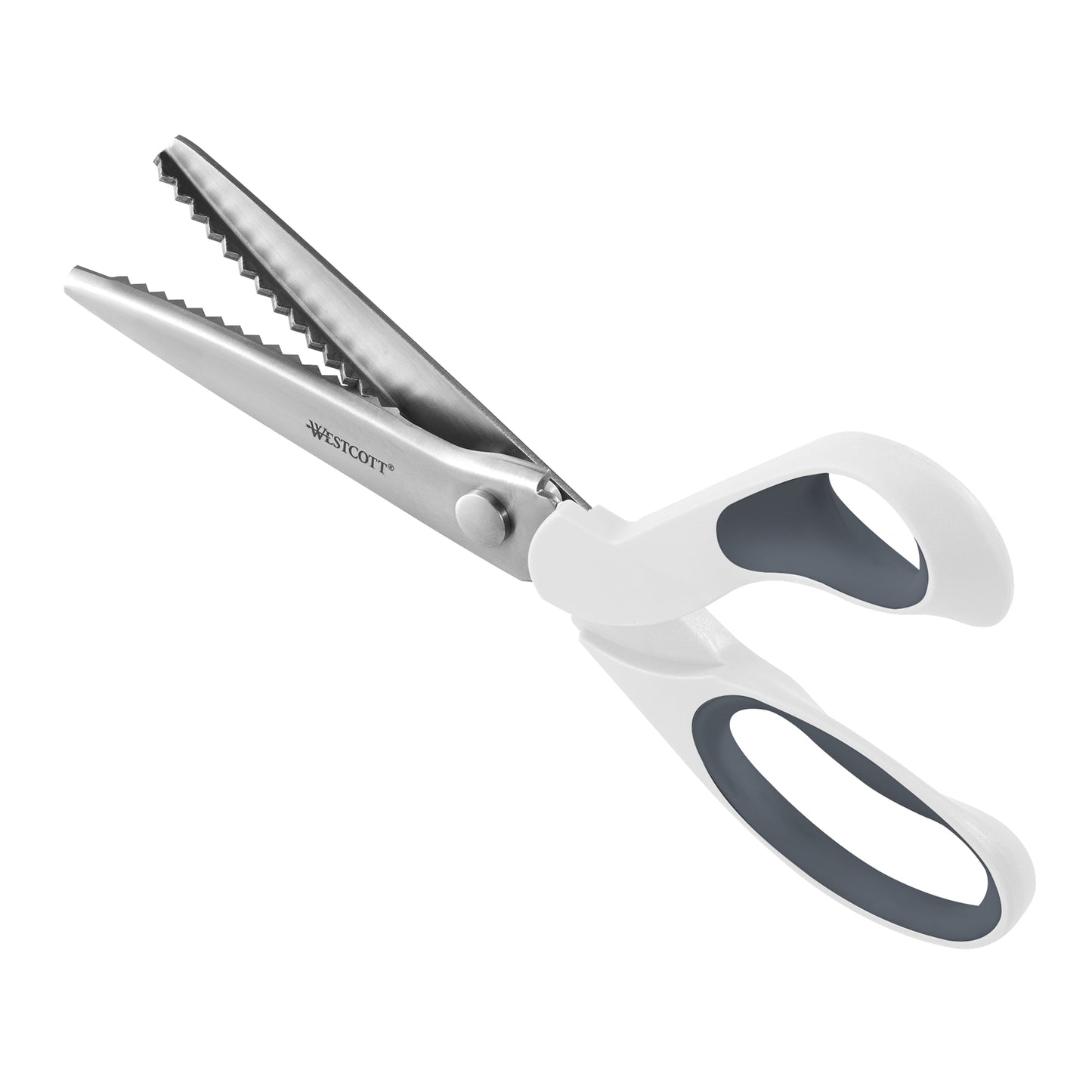Westcott Crafting Scissors, Pinking, 9.5", Stainless Steel, Adult, High School, Bent, for Sewing, White, 1-Count
