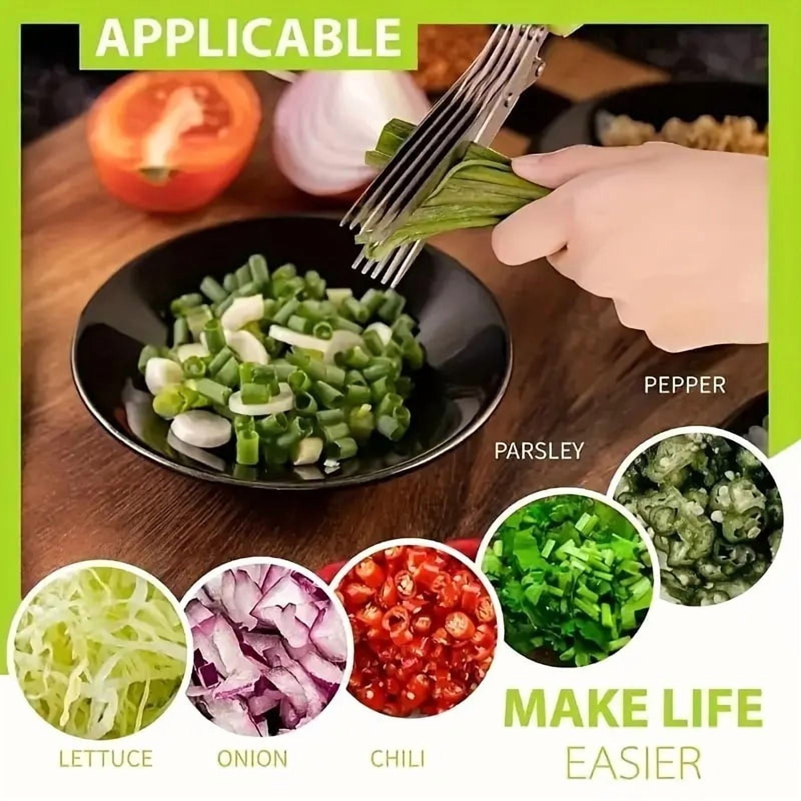 2Pcs Herb Scissors Set With 5 Blades Multipurpose Kitchen Chopping Shear