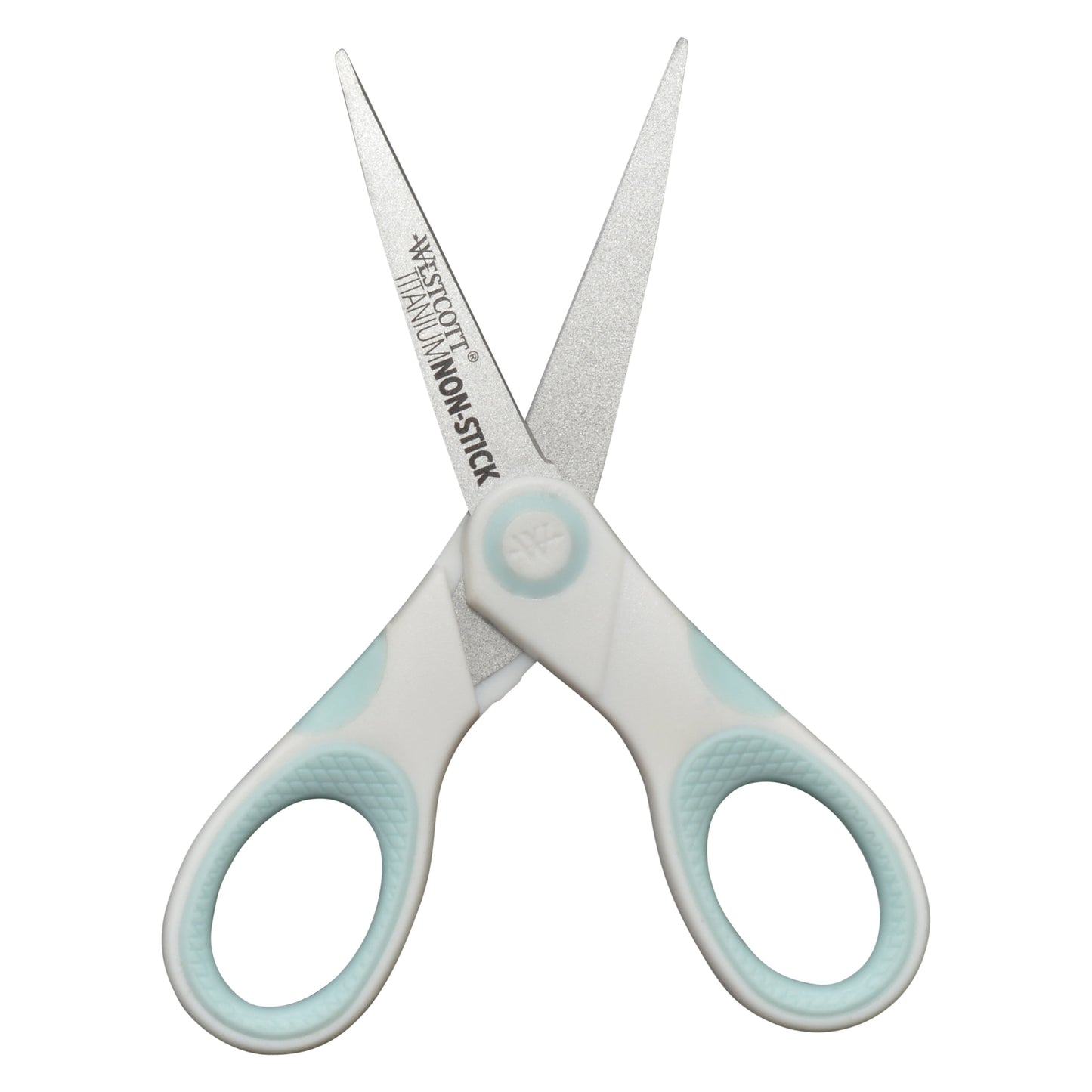 Westcott Crafting Scissors, Carbo Titanium Non-Stick, 8", 7", 5", High School, White/Blue, 3-Pack