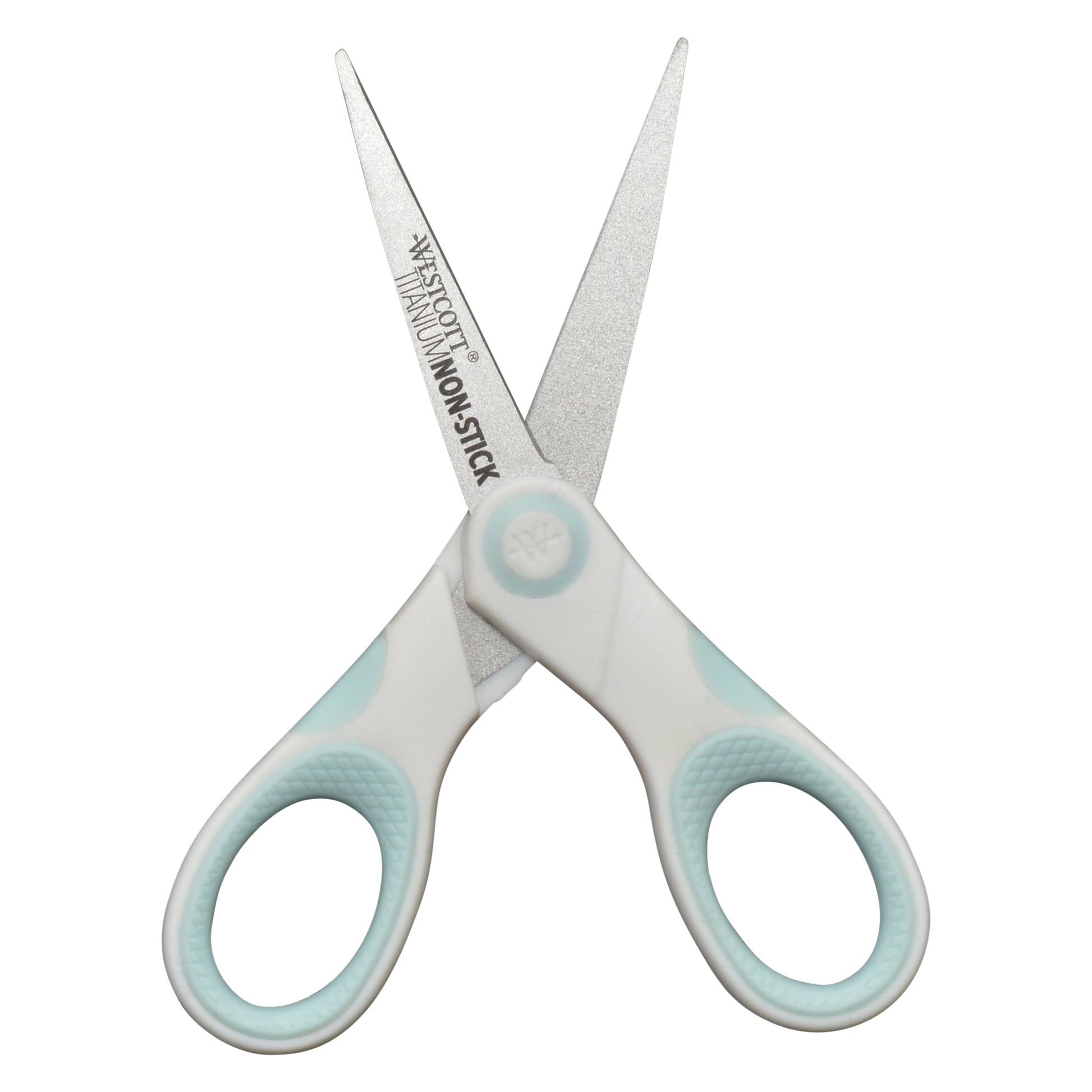 Westcott Crafting Scissors, Carbo Titanium Non-Stick, 8", 7", 5", High School, White/Blue, 3-Pack