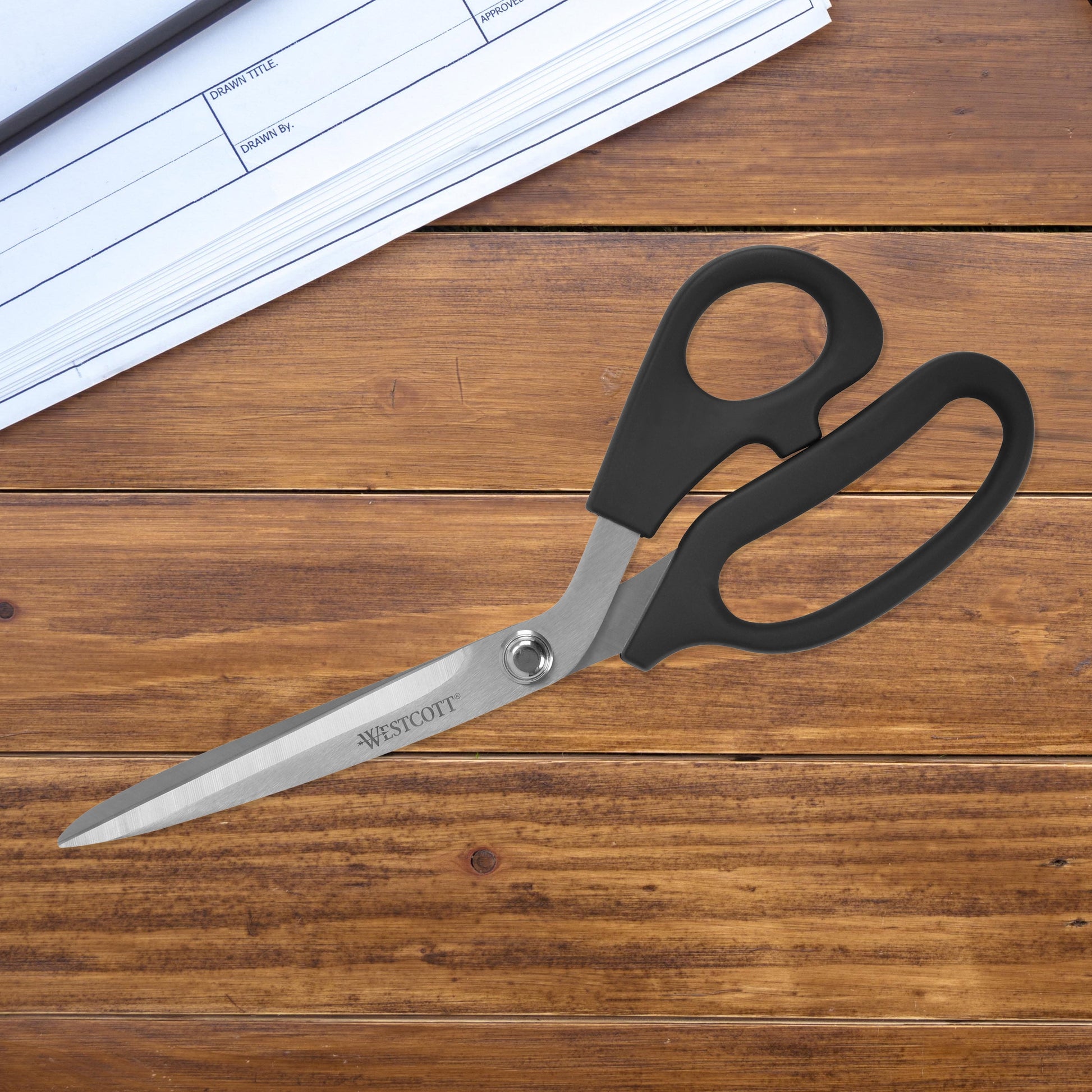 Westcott Multipurpose Scissors, All Purpose Plus, 9", Bent, Stainless Steel, for Office, Black, 1-Count