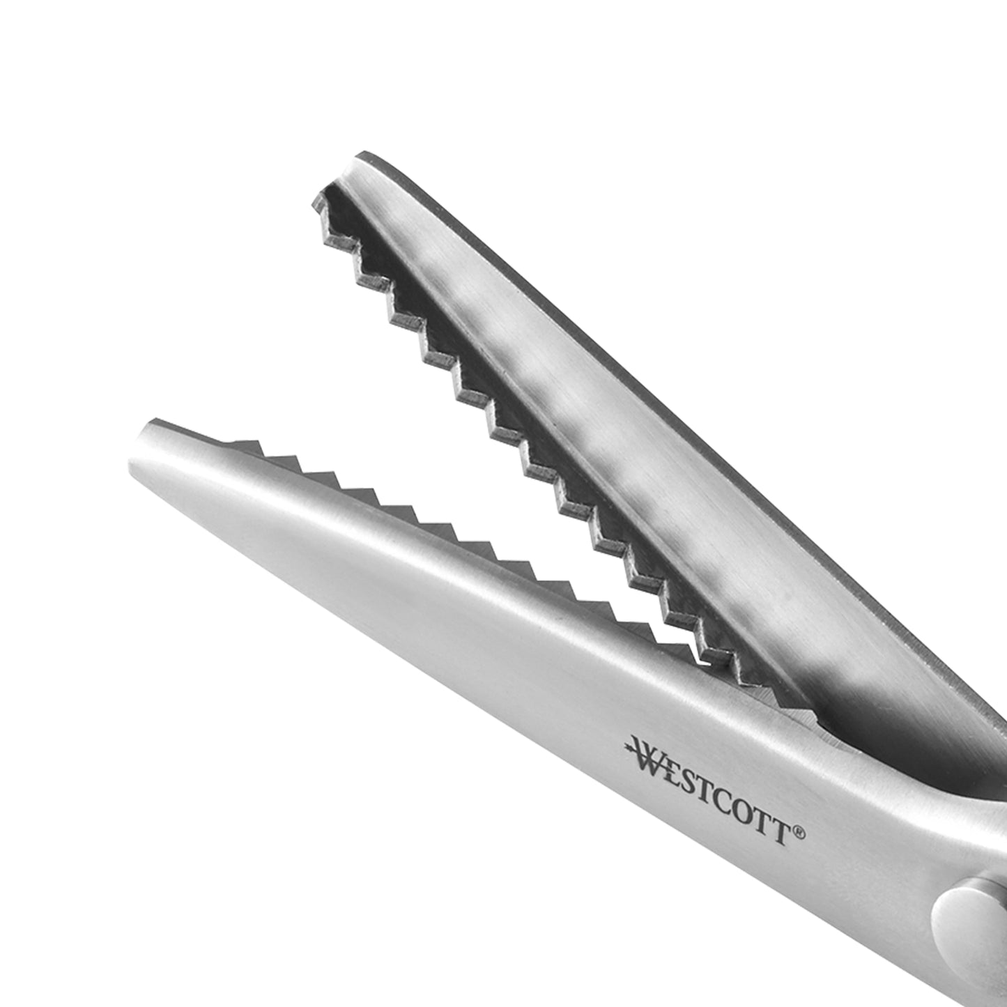 Westcott Crafting Scissors, Pinking, 9.5", Stainless Steel, Adult, High School, Bent, for Sewing, White, 1-Count