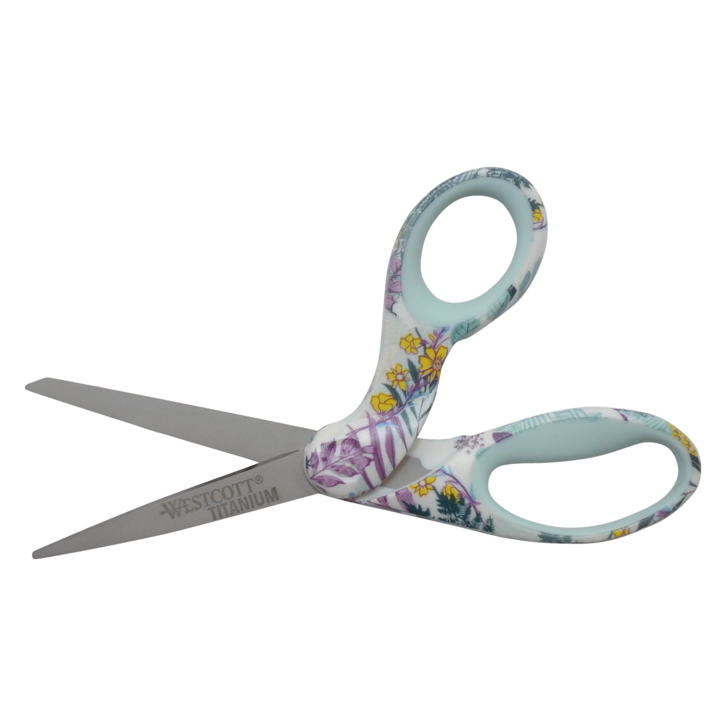 Westcott Sewing Scissors, 8", Fashion, Titanium, Bent, Floral, Multicolor,1-Count