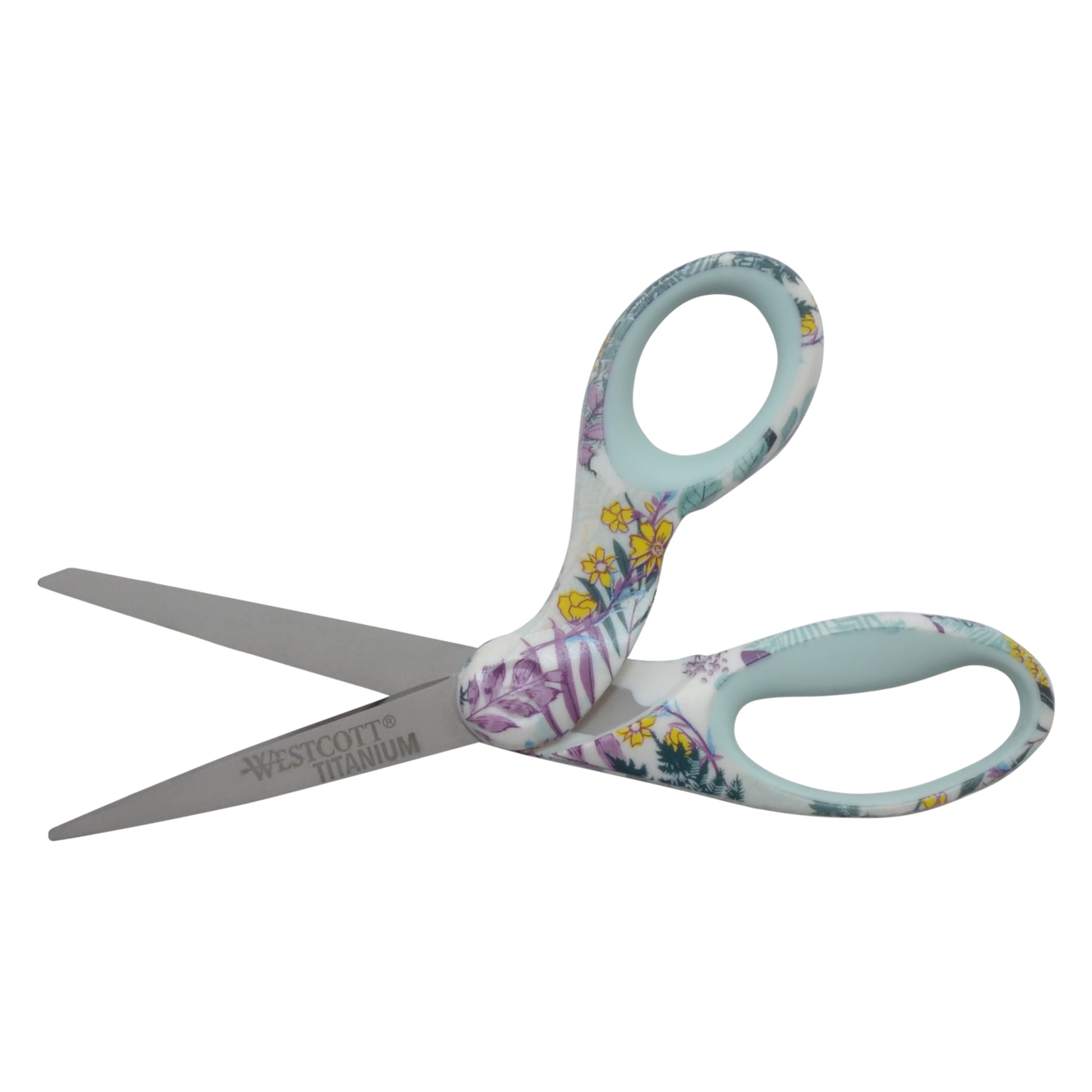 Westcott Sewing Scissors, 8", Fashion, Titanium, Bent, Floral, Multicolor,1-Count