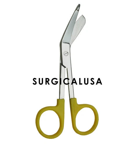 Bandage Scissors 5.5" Angled Blades Yellow Color Plastic Handles Pack Of 12