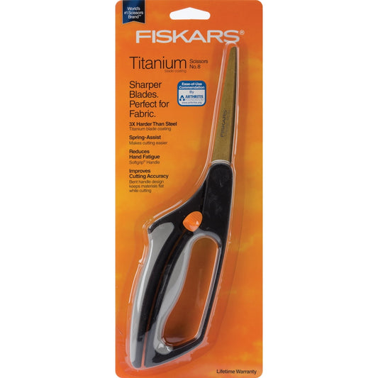 Fiskars Stainless Steel Bent Ambidextrous Scissors, 10 in, Orange & Gray, 1 Count