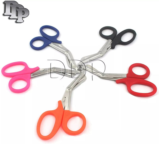 New Premium Grade Set Of 5 Pcs (Red, Orange, Blue, Pink, Black) Utility Scissors