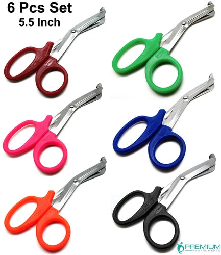 Utility Scissors 5.5" Multi-Purpose Diy Emt Ems Bandage Shears Set Of 6 Pcs