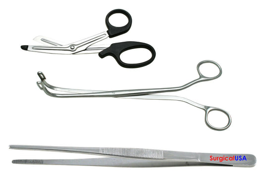 Utility Tool Set Of 3 Instruments Shears Grasping Forceps Long Tong Pickup Tools