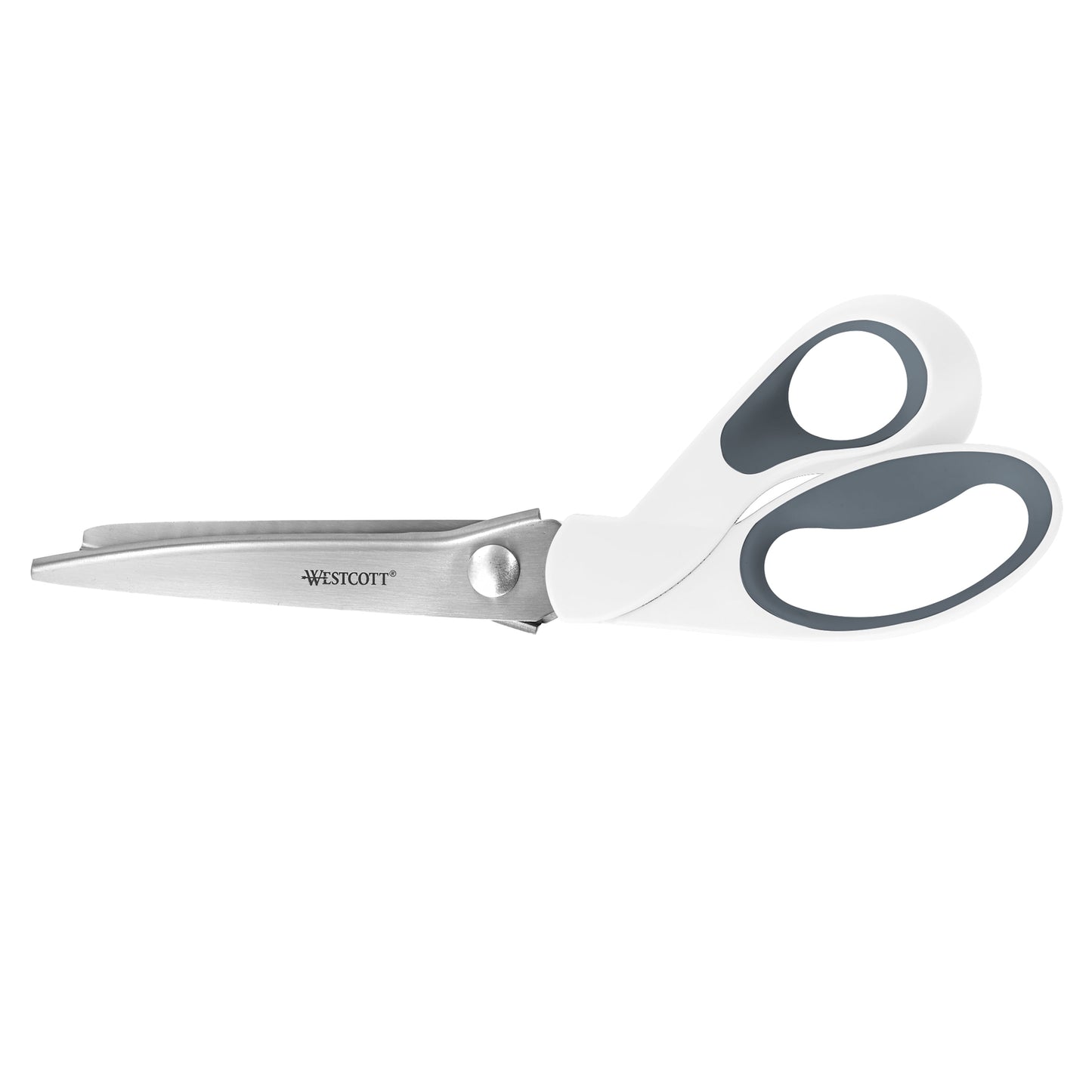 Westcott Crafting Scissors, Pinking, 9.5", Stainless Steel, Adult, High School, Bent, for Sewing, White, 1-Count