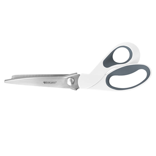 Westcott Crafting Scissors, Pinking, 9.5", Stainless Steel, Adult, High School, Bent, for Sewing, White, 1-Count