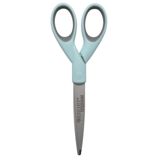 Westcott Sewing Scissors, Titanium, 7", Micro-tip, for Craft, Light Blue, 1-Count