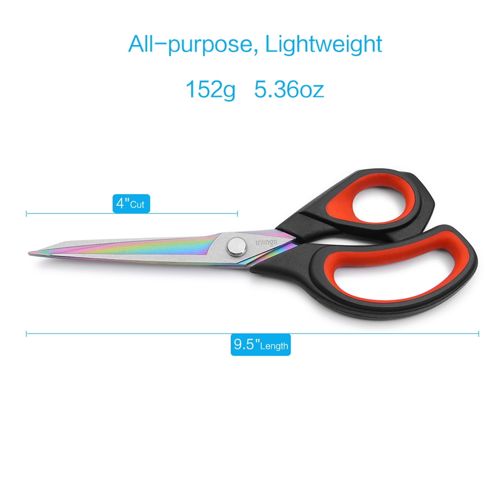 LIVINGO 9.5" Titanium Coated Hot Forged Fabric Scissors Heavy Duty Sharp Sewing Shears, Red Black