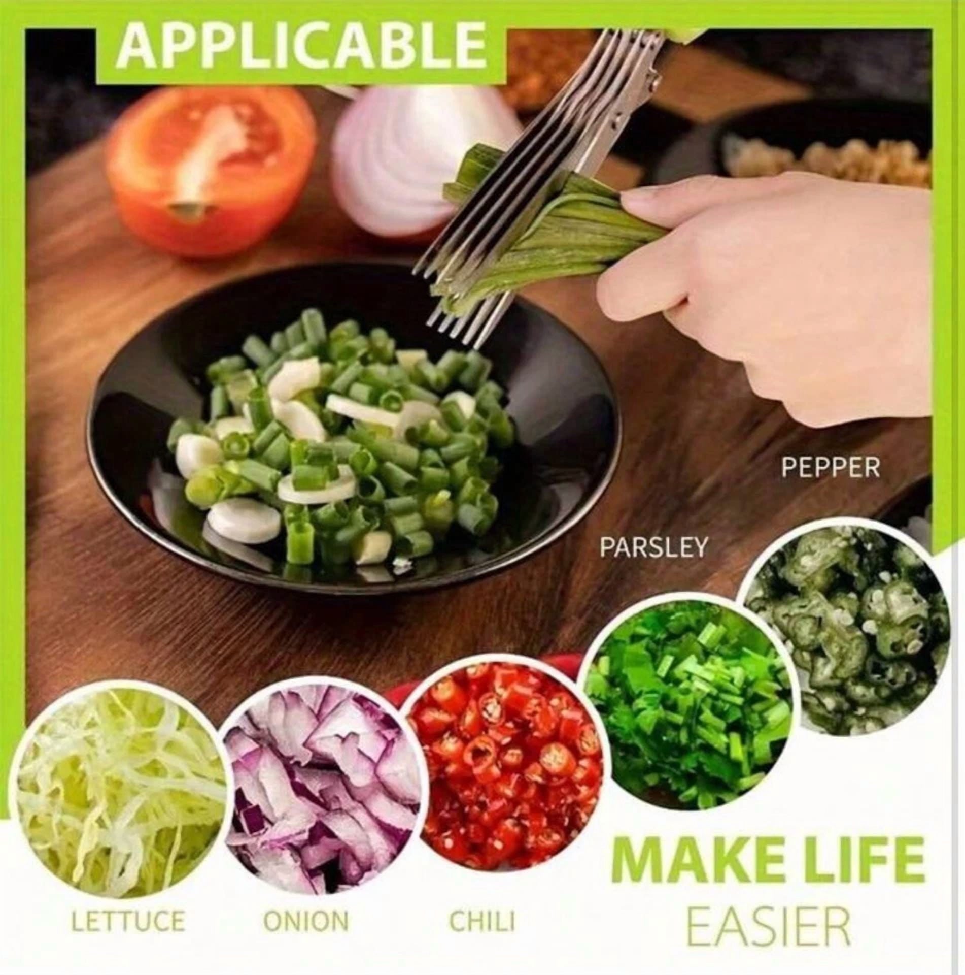 5-Layer Multi-Functional Stainless Steel Kitchen Scissors Pepper Herb Scissors