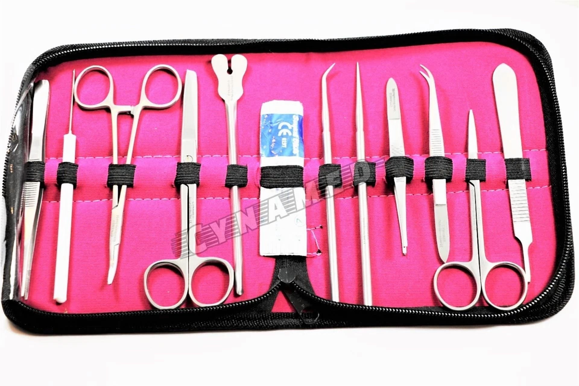 Fyna -German Dissecting Kit Of 12 Pcs, Scissors, Forceps, Probe, Blades, Needle Etc