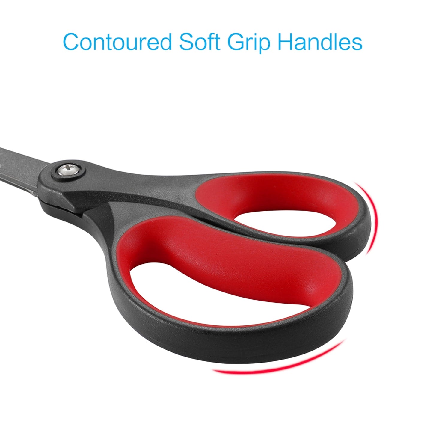 LIVINGO 8" Titanium Non-Stick Scissors, All Purpose for Office, 2 Pack Red Black