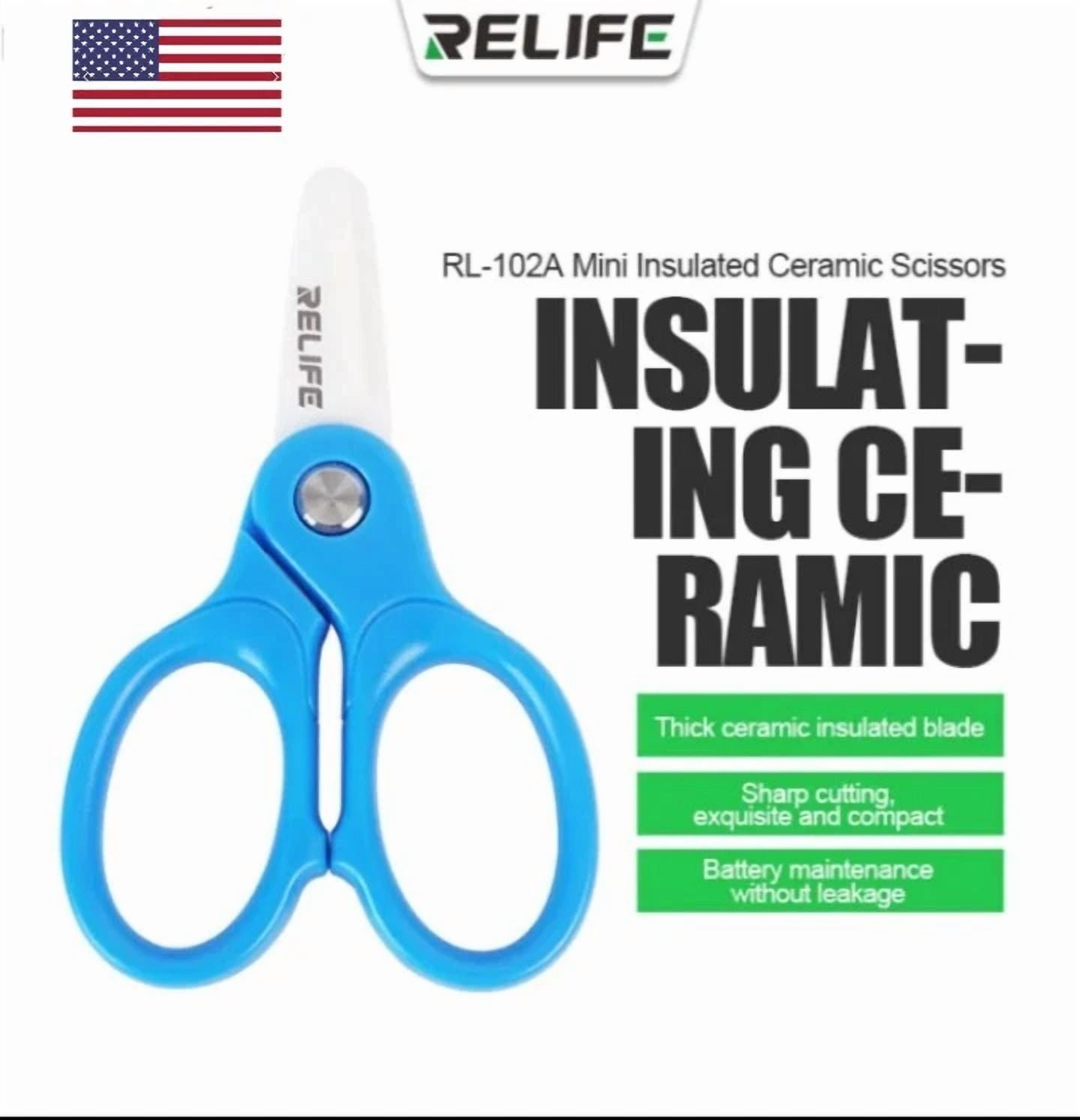 Relife Rl-102A Mini Insulated Ceramic Scissors For Mobile Phone Maintenance