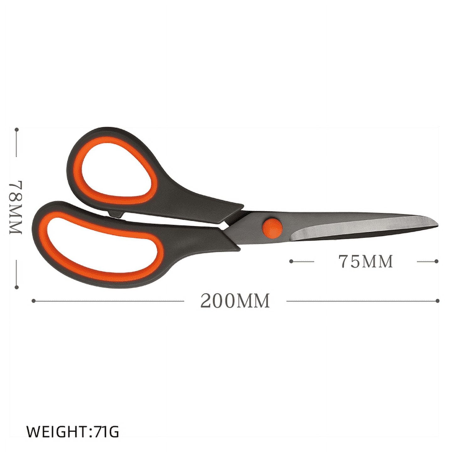 JEEXI 8" Titanium Non-Stick Multipurpose Scissors, Extra Sharp Stainless Steel Blades, Soft Grip Handle, Heavy Duty for Office, Craft, and Home Use, DIY (3 Pack)