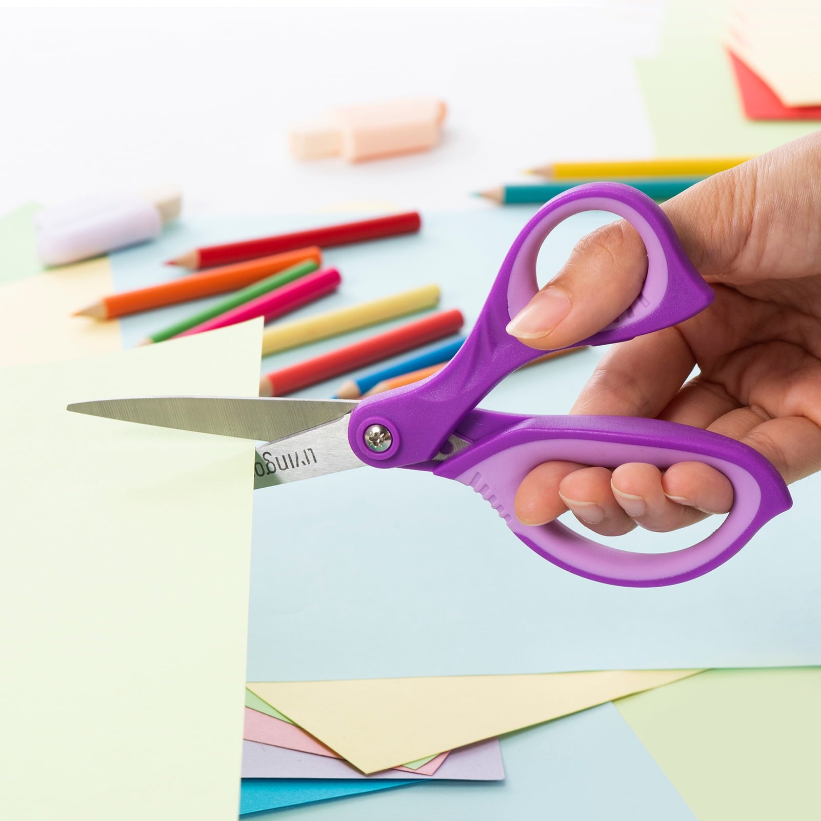 LIVINGO 7 in Scissors, Stainless Steel, Pointed Tip, Multicolor, 3 Count, 1 Pack