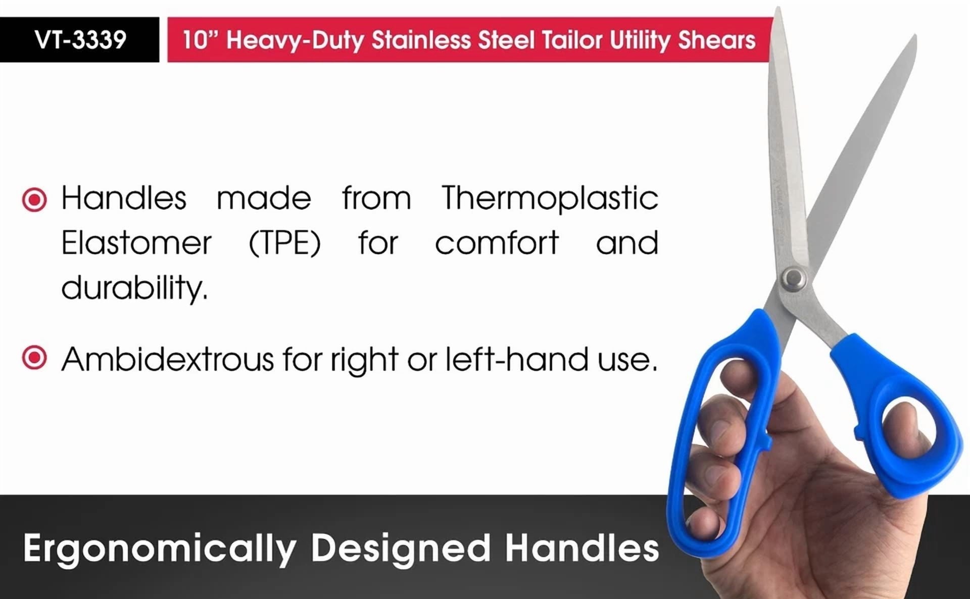 Vt-3339 Vampire Tools Vshears - 10" Kitchen Shears Heavy Duty, Fabric Shears