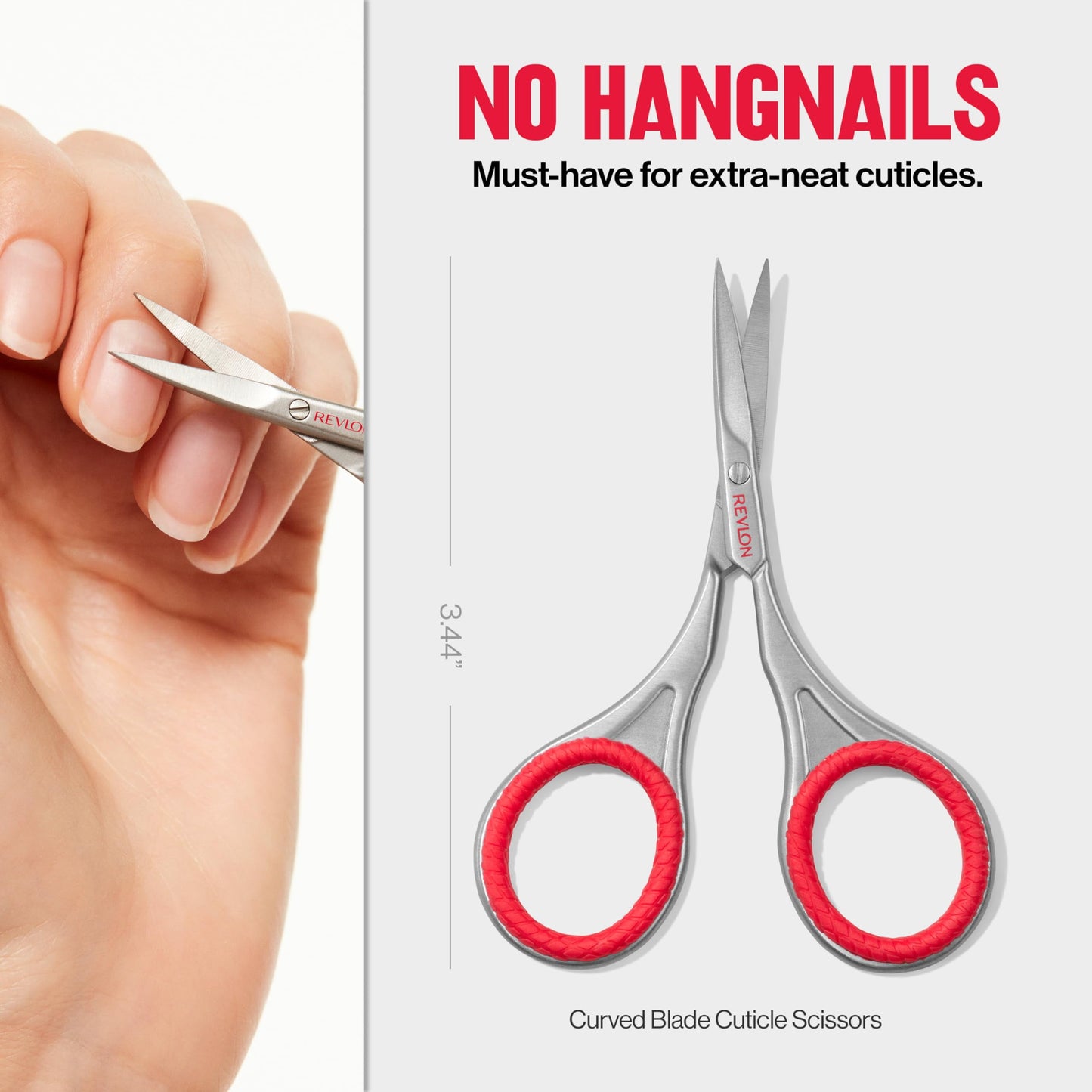 Revlon Cuticle Scissors, Manicure Tool for Safe Nail Care, Hangnail Trimming, Ultra-Fine Stainless Steel Curved Blade, 1 Count