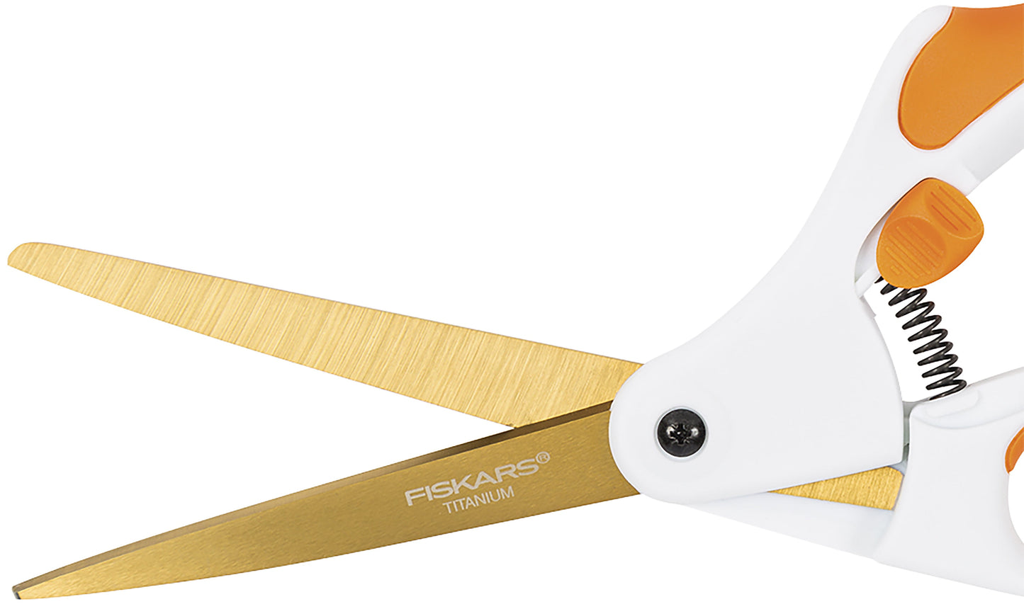 Fiskars Stainless Steel Bent Ambidextrous Scissors, 10 in, Orange & Gray, 1 Count