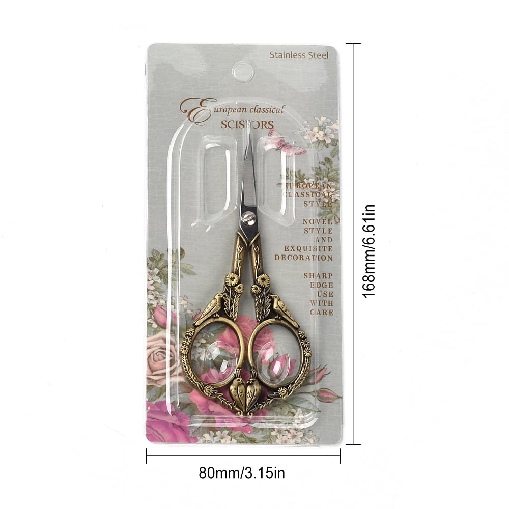 4.67Inch Embroidery Sewing Scissor Stainless Steel Retro-Style Peacock Needlework Sewing Scissor for Paper Fabric Cutting Craft Threading Cross-Stitch Household Daily Use Antique Bronze